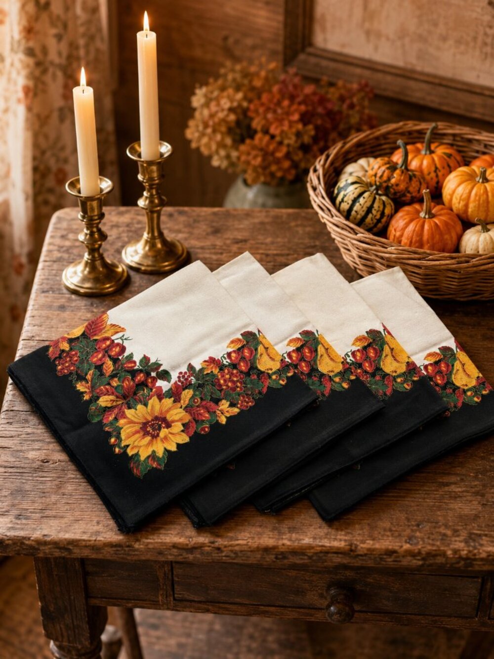 Four Linen Harvest Napkins NWT